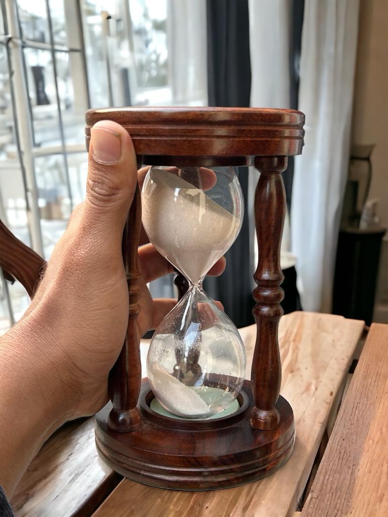Antique Wooden Custom Engraving Refillable Sand Timer (1-5 mins) Personalized Empty Hourglass for Office & Home Decor