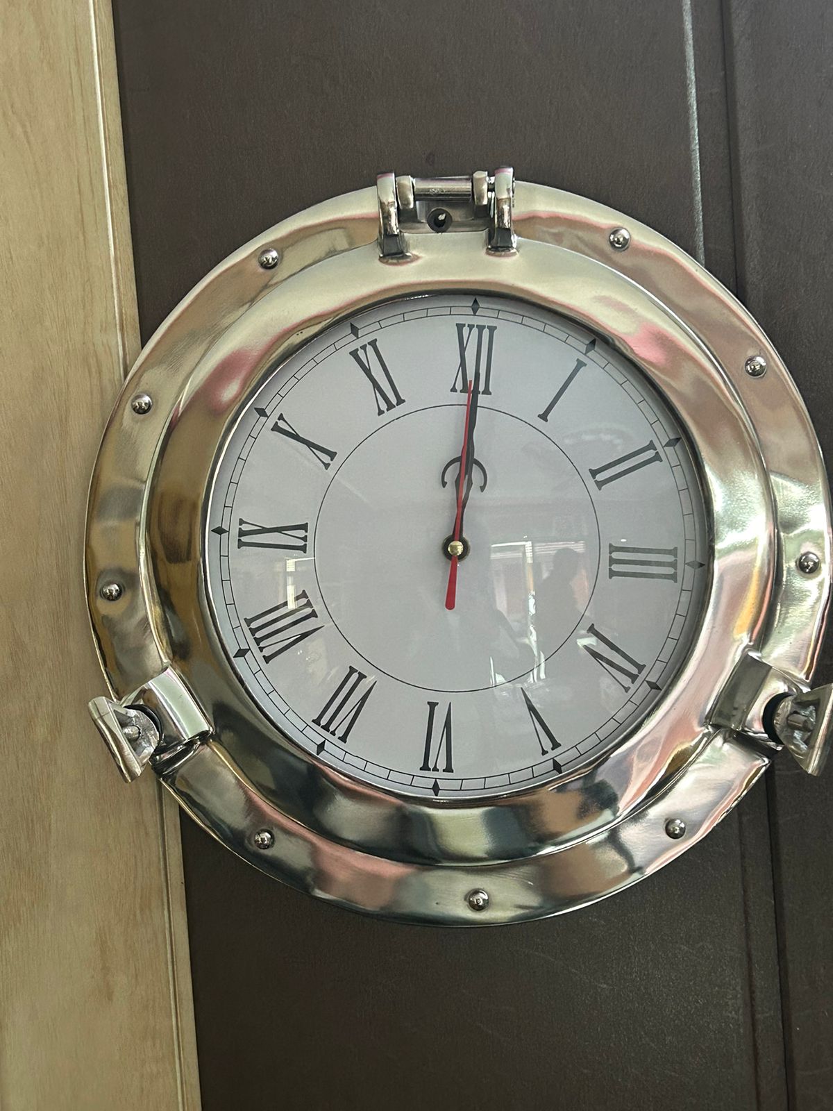 Antique Porthole Brass Silver Ship Window Clock for Home & Office decor