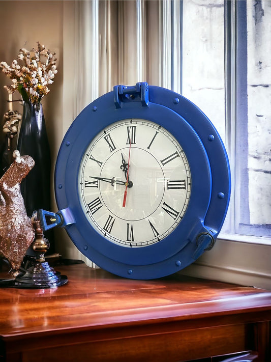 Antique Porthole Brass Ship Window Clock for Office & Home Decor