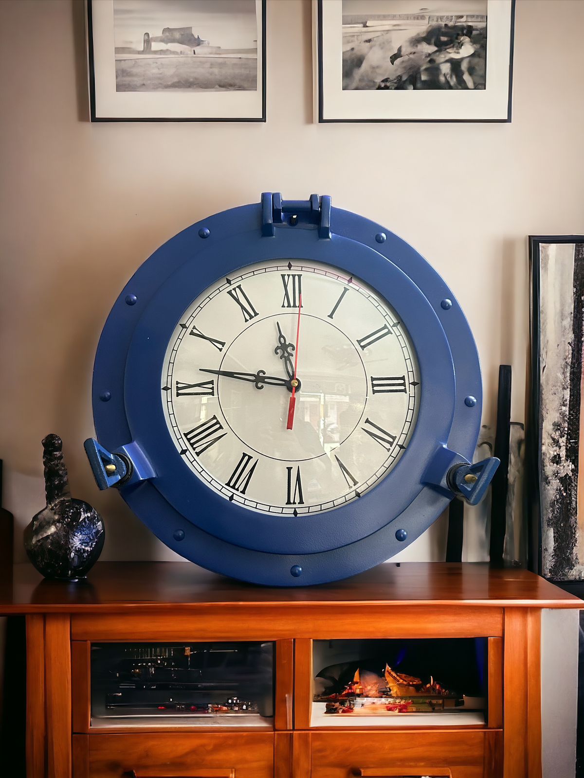 Antique Porthole Brass Ship Window Clock for Office & Home Decor